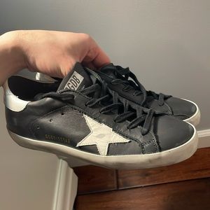 GOLDEN GOOSE SUPERSTAR BLACK WHITE LEATHER